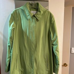 Calvin Klein Lime Green Nylon lined trench coat